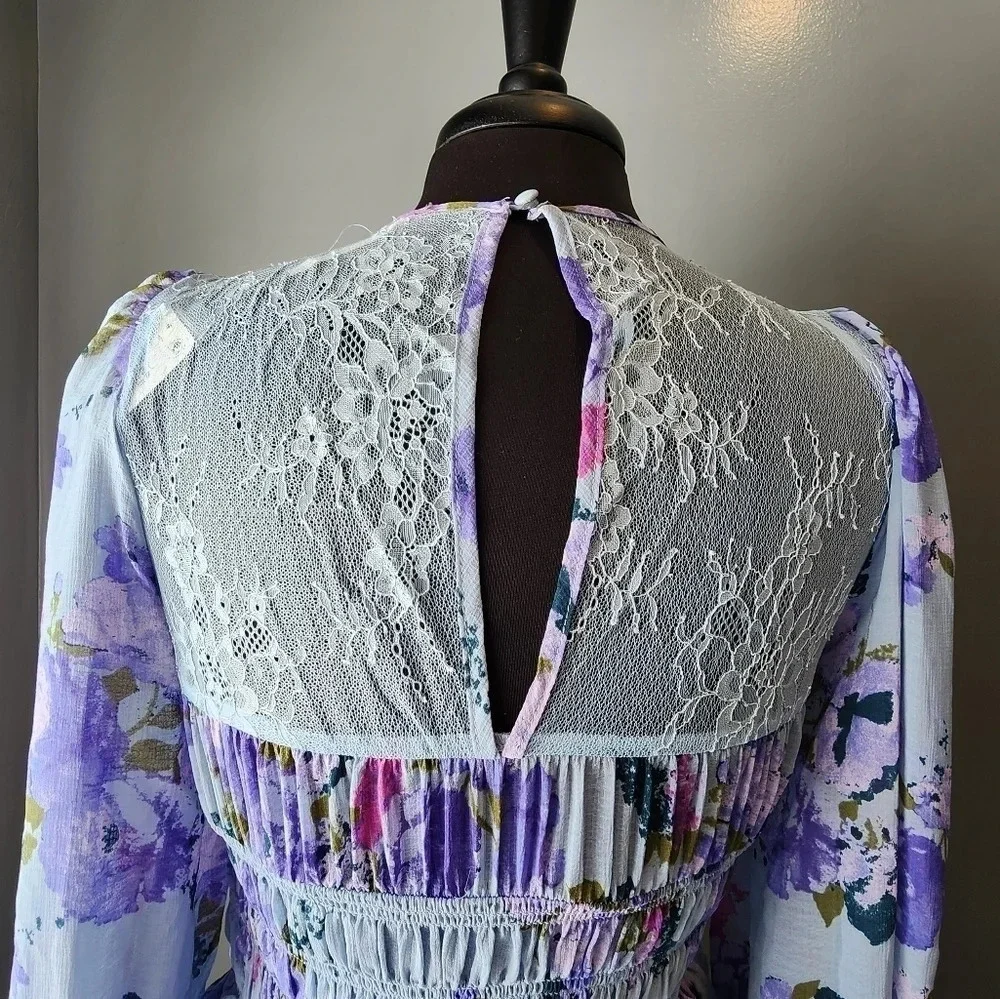 *NWT* Free People Daphne Floral Sheer Lace Top